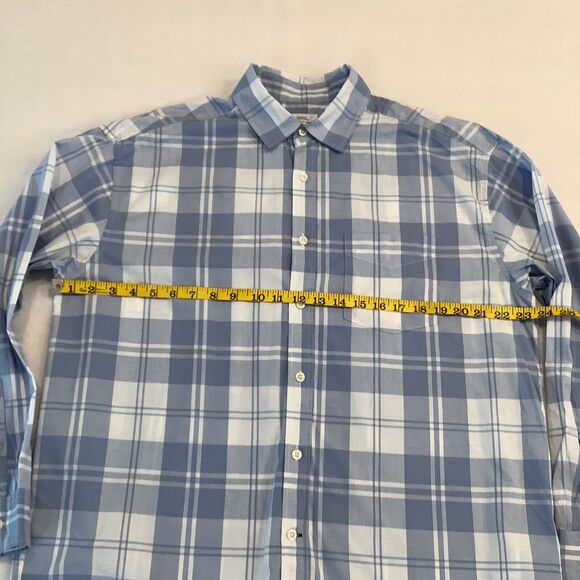Gap The Big Shirt Mens Small Plaid Shirt Blue White Long Sleeve Button Up Casual - Picture 6 of 13